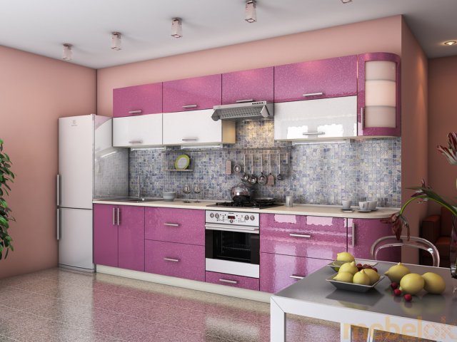 кухня МДФ плёночный розовая